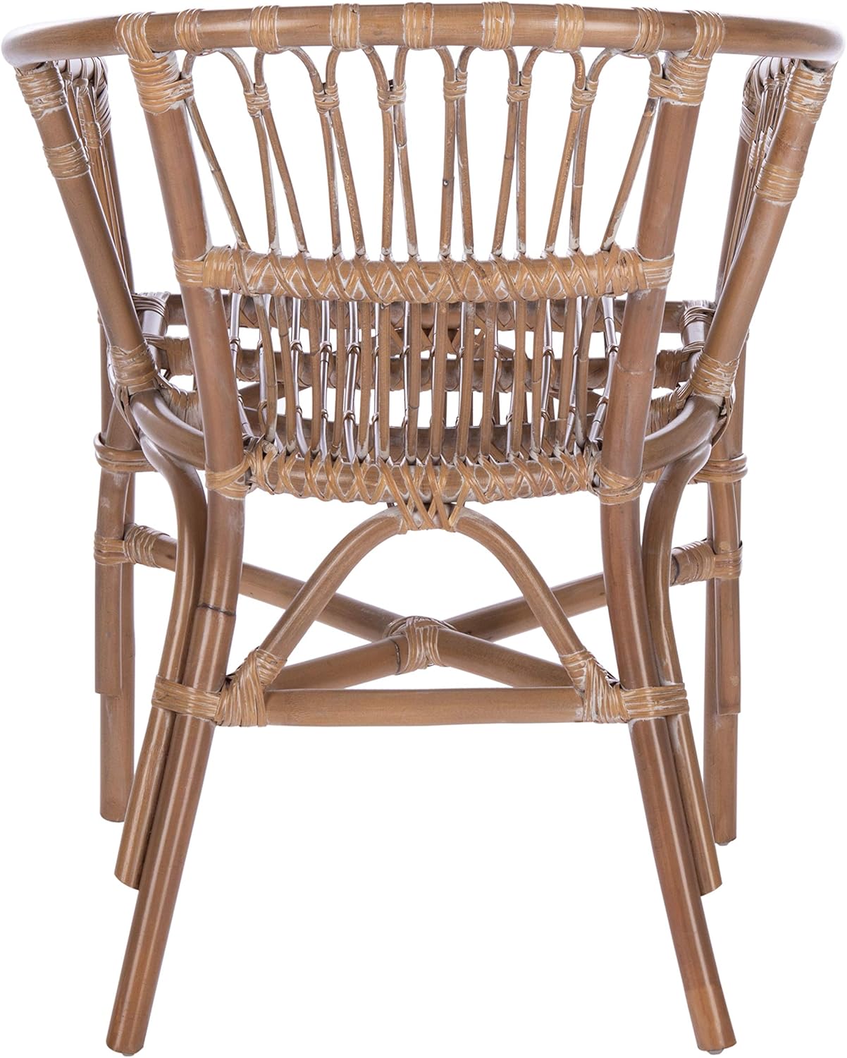 Safavieh Home Adriana Coastal Grey White Wash Rattan (Set of 2) Accent Chair (ACH6505D-SET2)