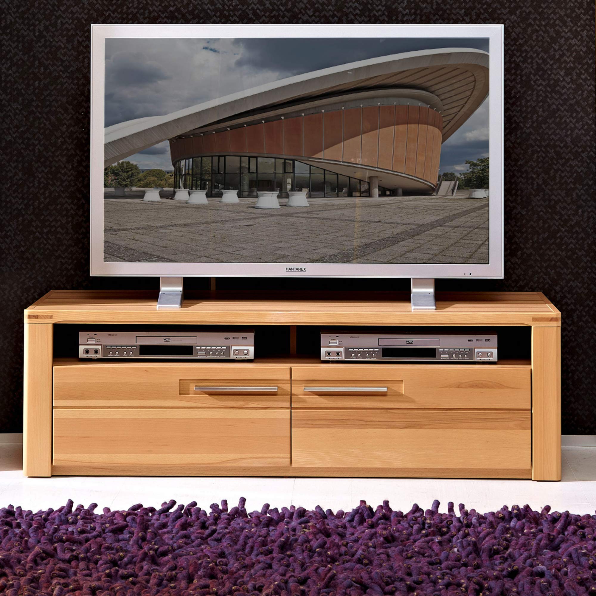 Stella Trading Nature Plus TV-Board teil-massiv aus Kernbuchenholz - hochwertiges Low-Board für Ihr Wohnzimmer - 130 x 40 x 45 cm (B/H/T)