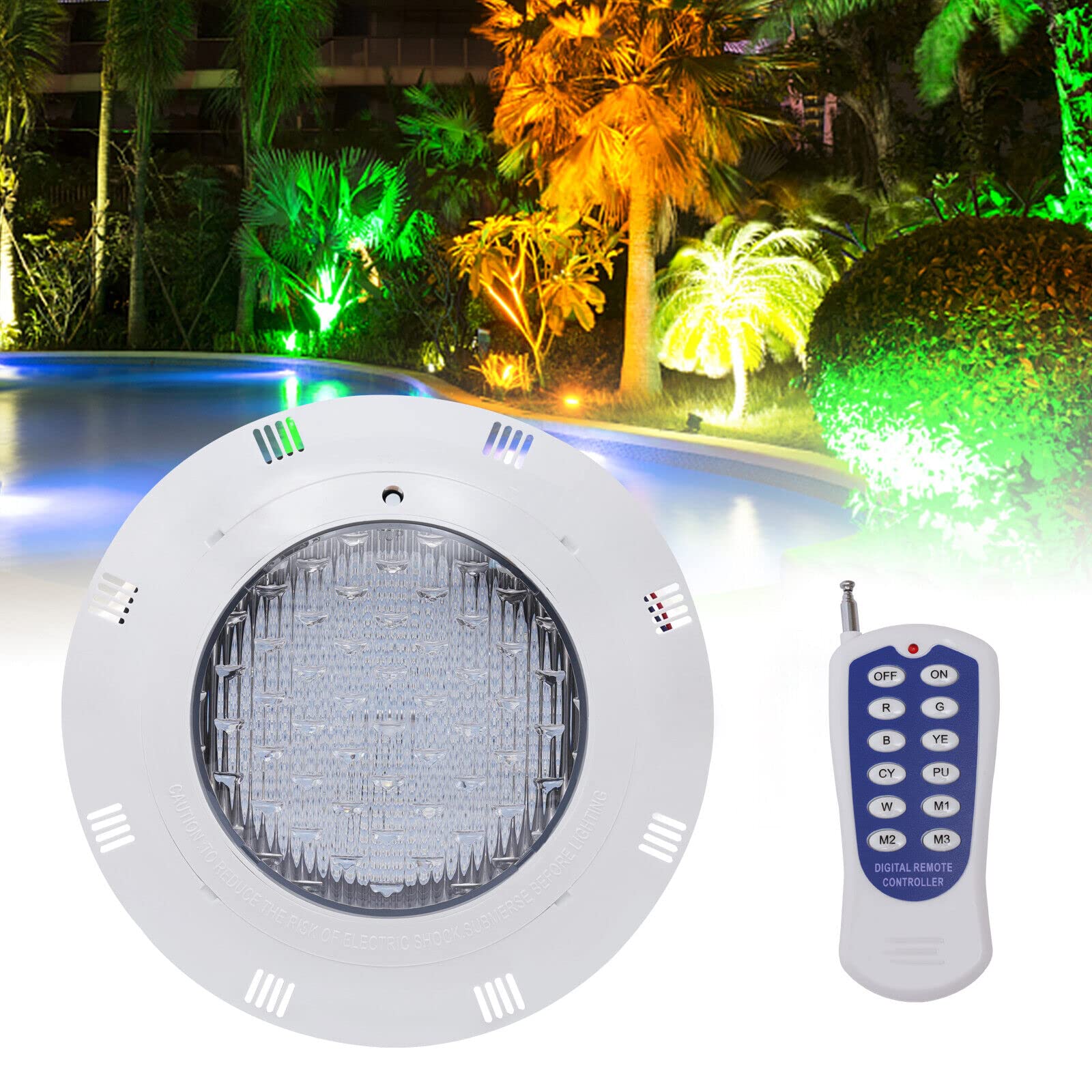 Iluminación para piscina, RGBW 45 W, foco LED para piscina, luz subacuática con mando a distancia para piscina