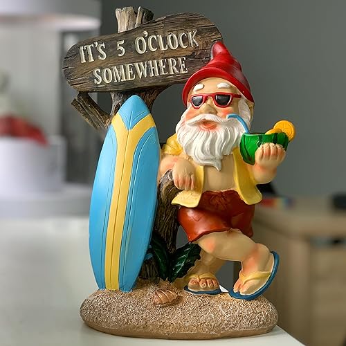 Miniatura 5 de Gnomos divertidos de jardín, gnomos de jardín para exteriores, decoraciones de gnomos para patio (estatua de gnomo de playa para jardín)