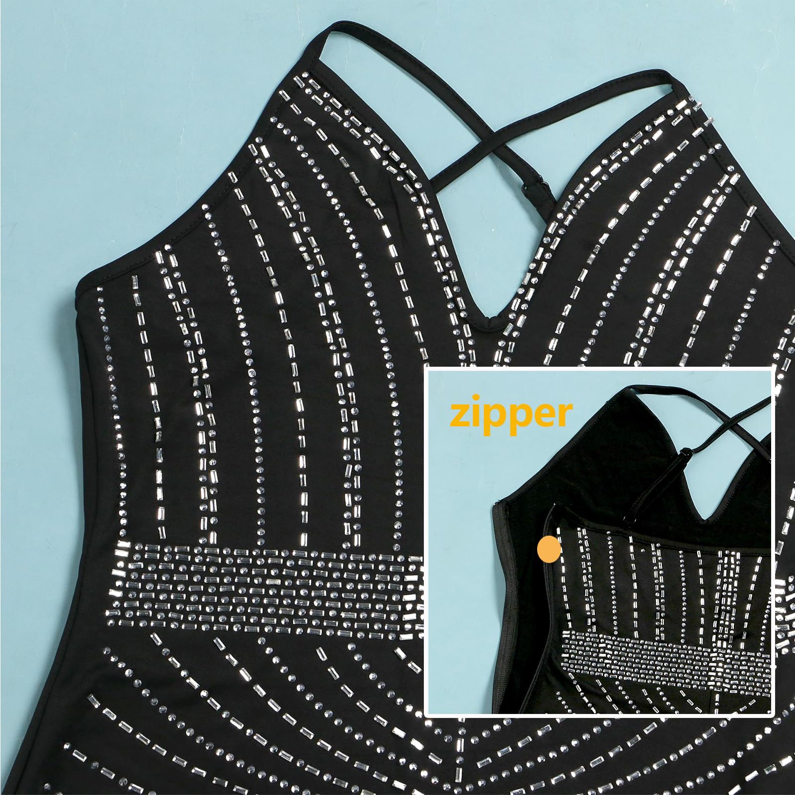 Nagfar Abito formale da donna con strass e paillettes per feste di compleanno sexy in discoteca e feste di Capodanno
