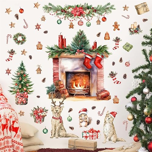Miniatura 2 de Calcomanías de pared de Navidad, calcomanías de pared de Feliz Navidad, calcomanías para chimenea, calcomanías de árbol de pino de Navidad para