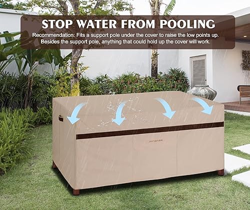 Miniatura 5 de Juego de comedor rectangular para exteriores para mesa y sillas de 90 pulgadas de largo x 64 pulgadas de ancho x 28 pulgadas de alto, impermeable,