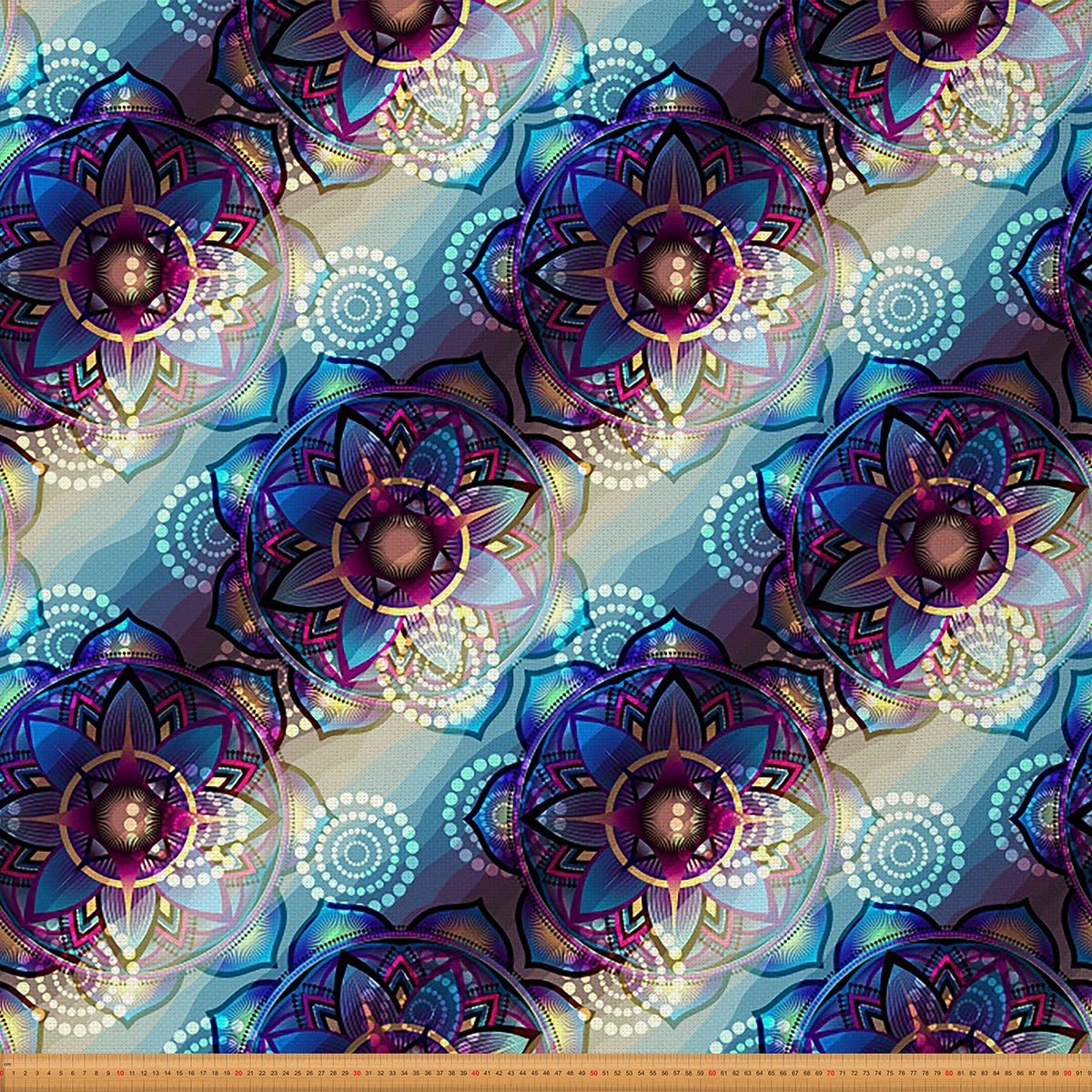 Tkanina boho mandala, tkanina w stylu boho, tkanina hipisowska, mandala, do projektów domowych, egzotyczna kwiatowa tkanina na zewnątrz, 3 metry, dł. 276 x szer. 150 cm, kolorowa