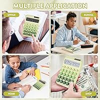Vista 7 de Calculadora de interruptor mecánico con botones grandes, calculadoras de escritorio, 12 dígitos, energía de batería solar, calculadora de Verde