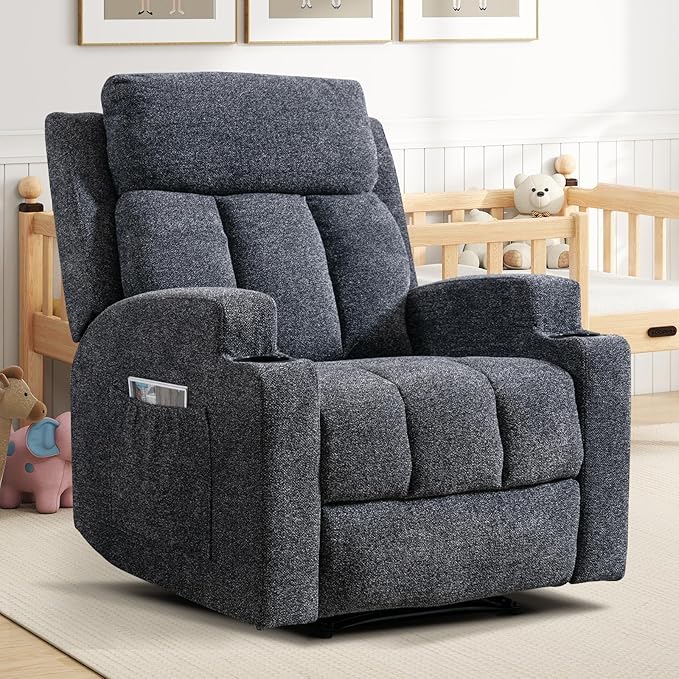 Sillón Reclinable con Masaje y Calor, Tela Gris Oscuro miniatura 2