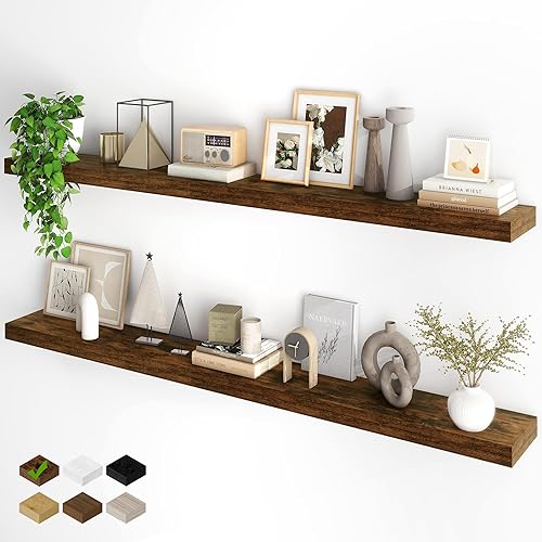 Miniatura 11 de Fun Memories - Estantes flotantes para pared, juego de 2 estantes flotantes de 20 pulgadas, estante colgante con soportes invisibles, estantes de