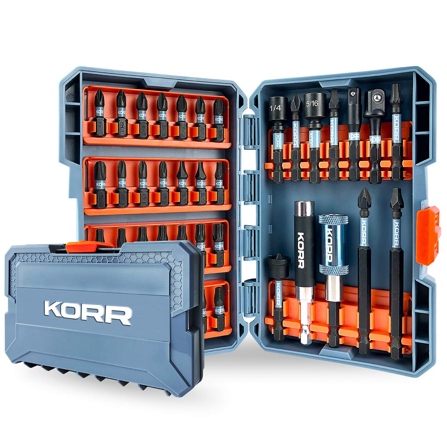 Norske Tools KORR KIBPP020 40 pcs Screwdriver Bit set, Impact Torsion, Phillips Bits, Square Recess Bits, Torx Bits and Slot Bits with Magnetic Screw & Bit Holder