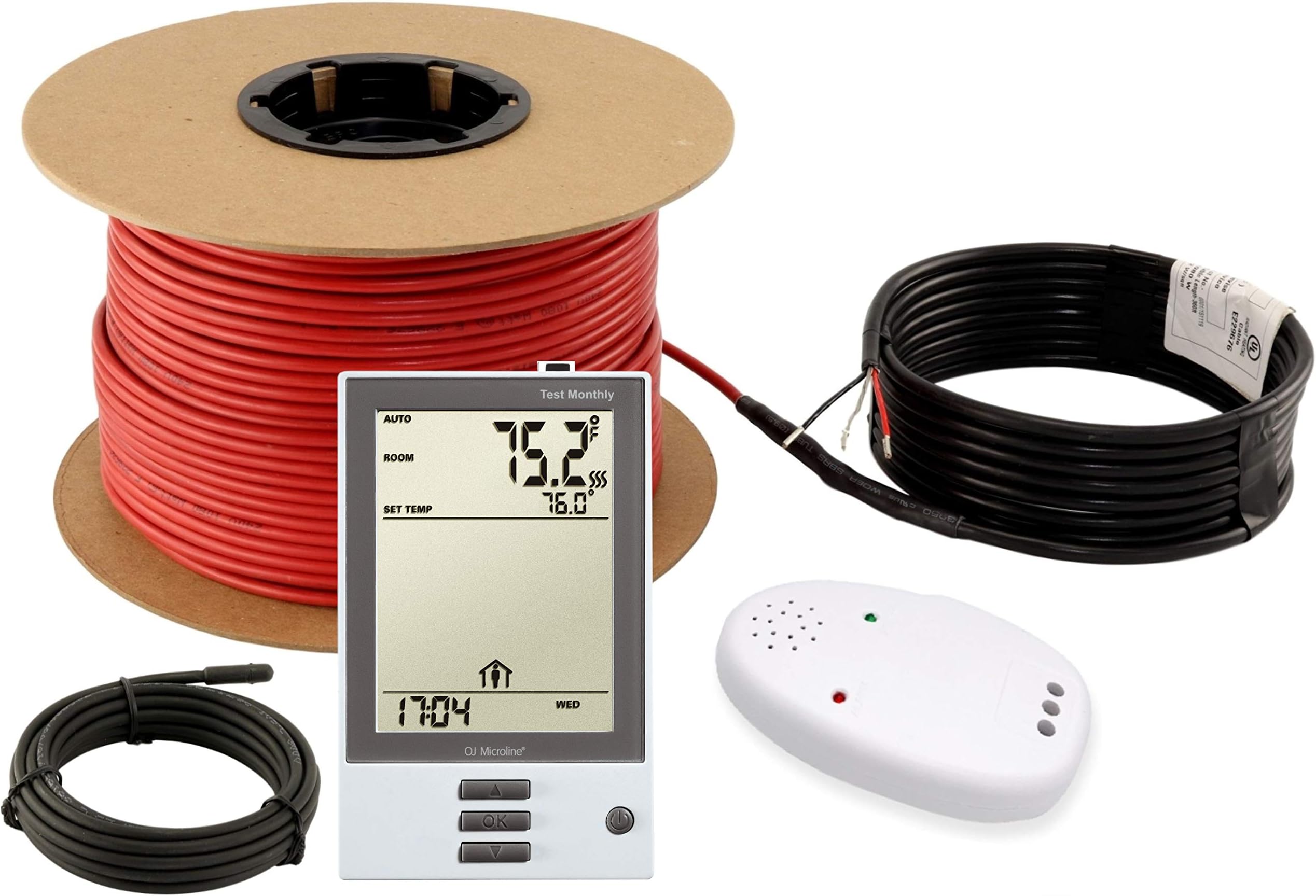 100sqft Floor Heating Cable Kit - 120v Radiant Heated Flooring Kit - Heated Flooring System Includes UDG Programmable Thermostat w/GFCI, Underfloor Heating Cable, Alarm & Floor Sensor