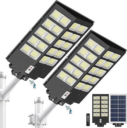 Luces solares de calle de 800 W para exteriores, impermeables, 80000 lm de alto brillo, lámpara LED del atardecer al amanecer, con sensor de
