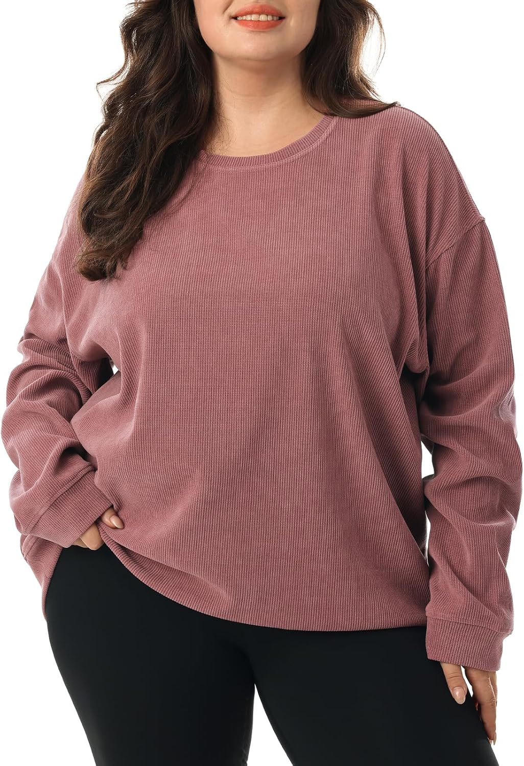 HOdo Women's Plus Size Sweatshirts Oversized Pullover Long Sleeve Tops Crew Neck Sweat Shirt Casual Loose Fitting 1X-5X - Image 2