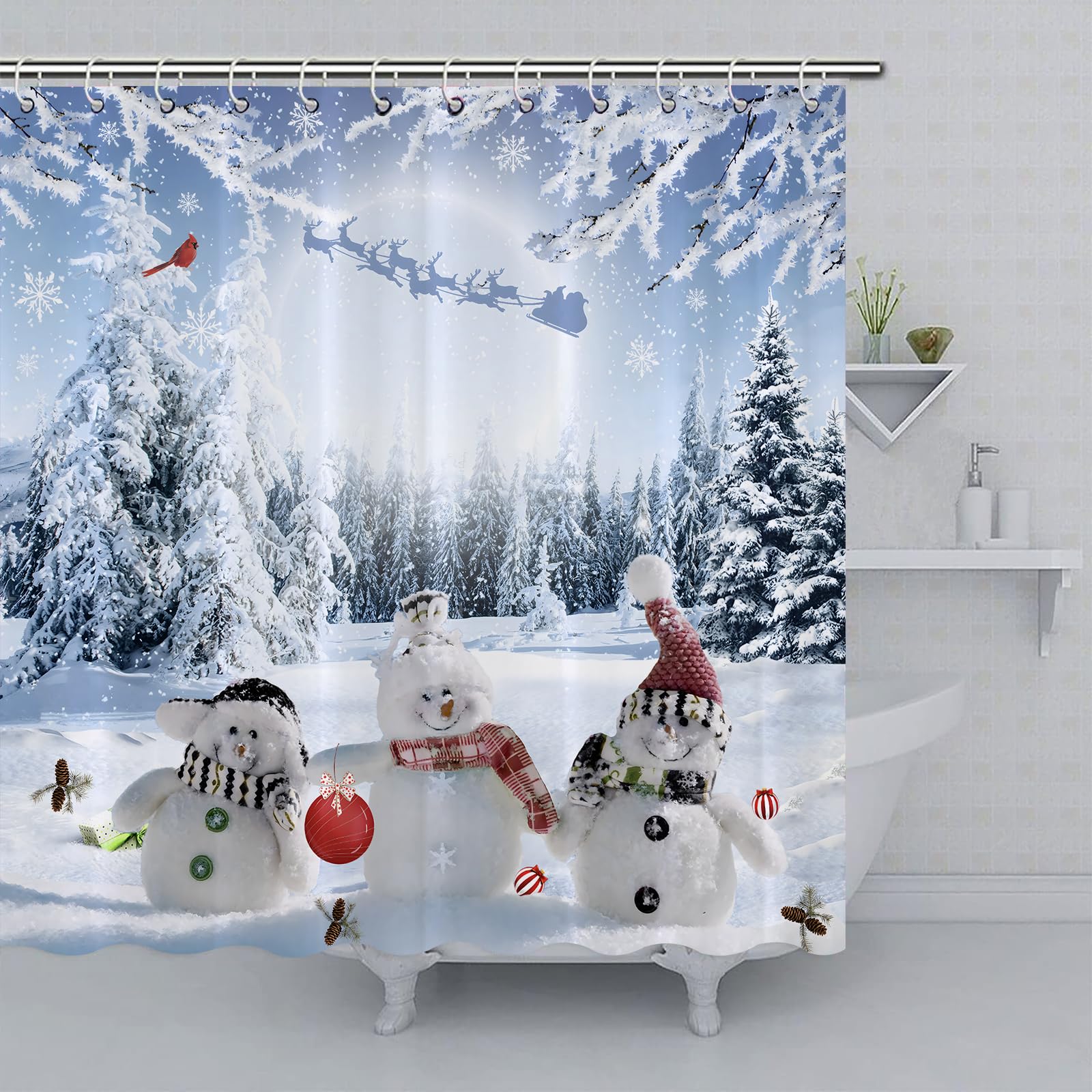 Gaakvrr Farmhouse Winter Christmas Shower Curtain - Image 3