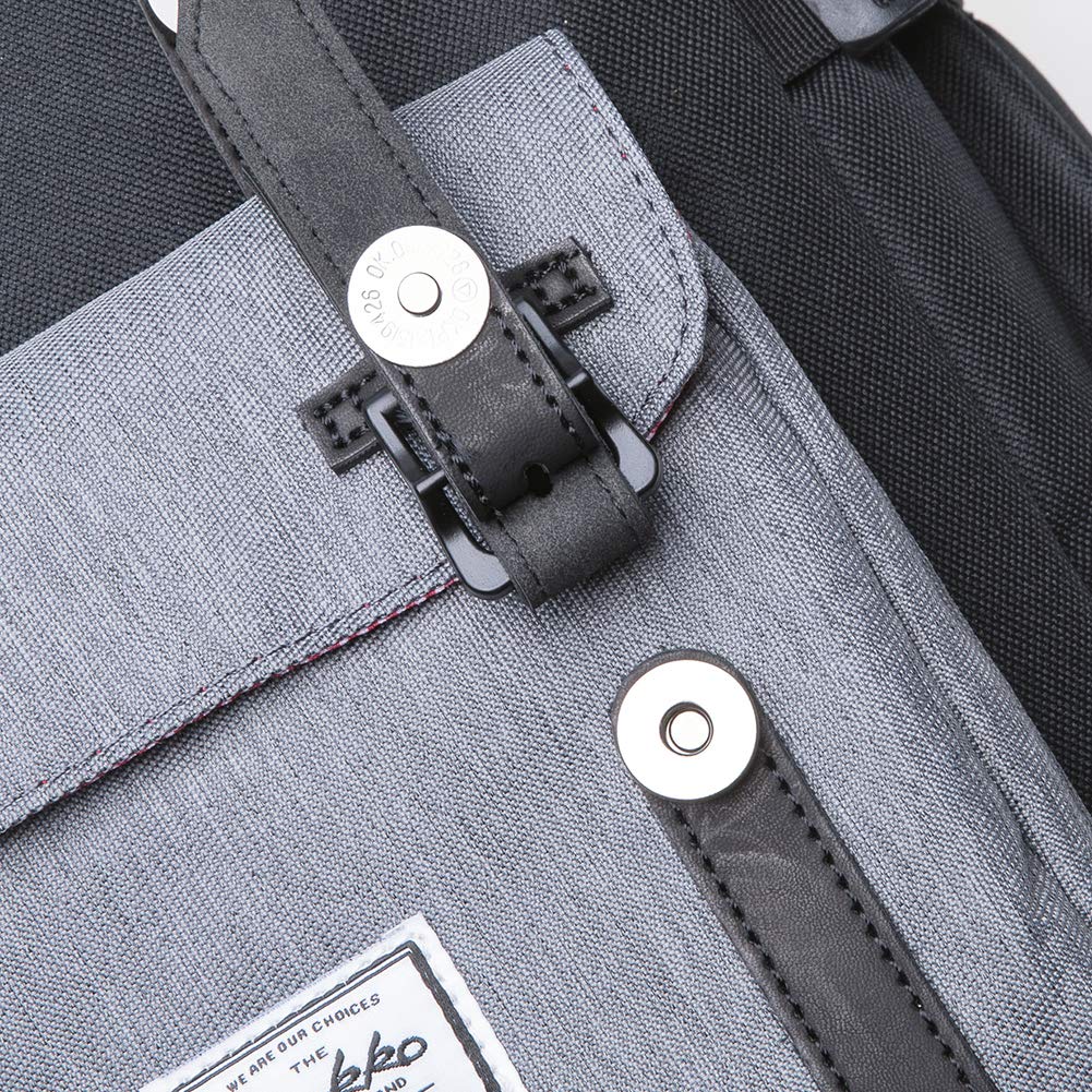 KAUKKO Mochila Tipo Casual de Hombre y Mujer para Portátil para Escuela, Viajes o Senderismo Mini tamaño Negro y Gris