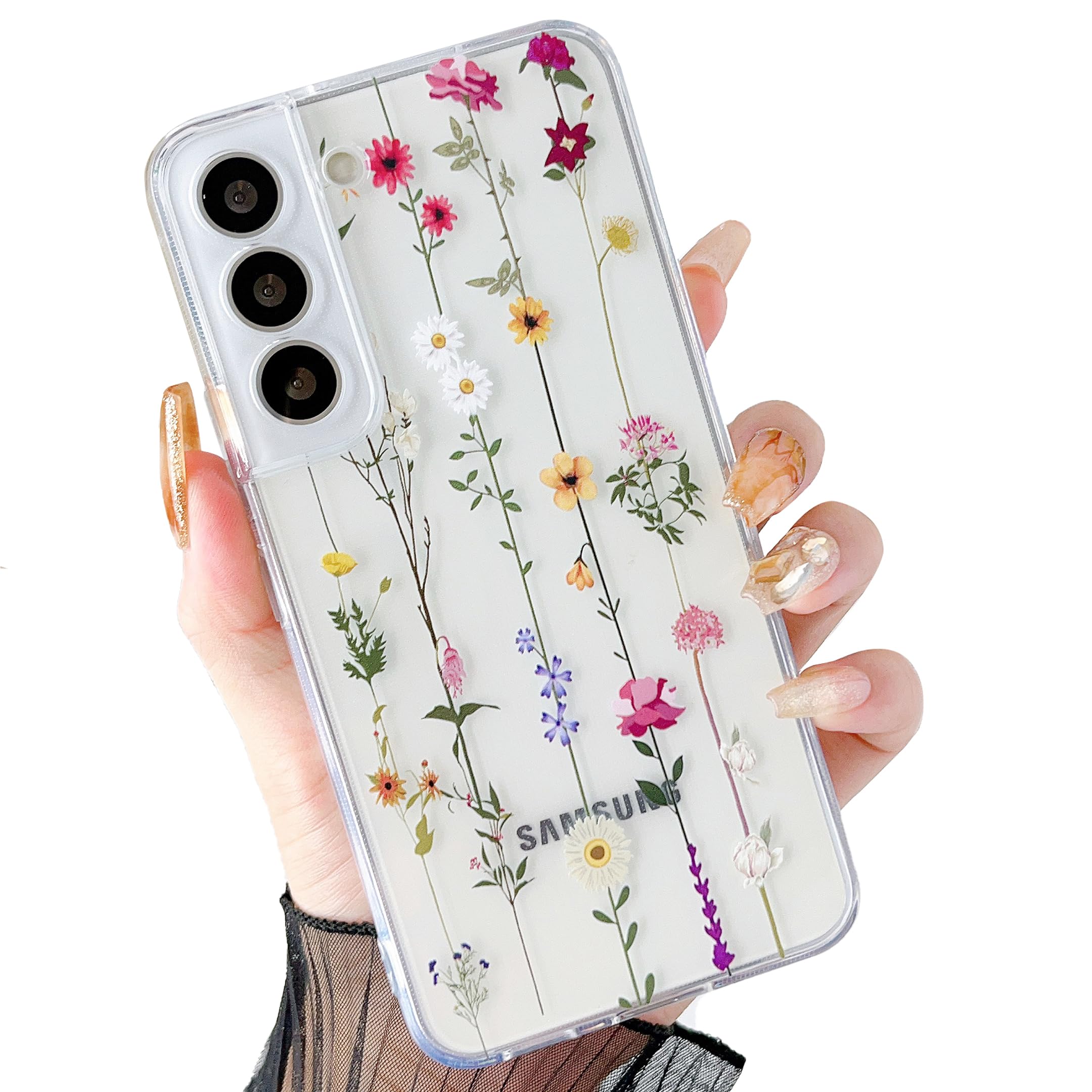 ZTOFERA Compatible with Samsung Galaxy S21 5G (6.2") Case for Girls Women, Flexible Soft Silicone Protective Phone Case with Cute Climbing Flower Floral Pattern Shockproof Bumper Cover, Clear