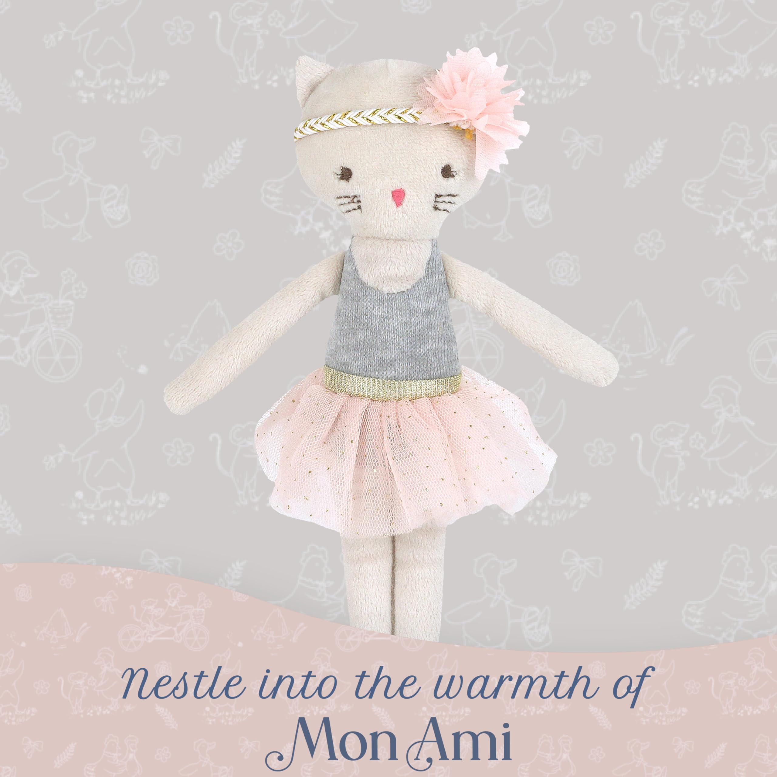 MON AMI Kacie The Kitty Ballerina Stoffpuppe, 22,9 cm, weiche Plüschtierpuppe, Verwendung als Spielzeug oder Raumdekoration, tolles Geschenk für Kinder jeden Alters