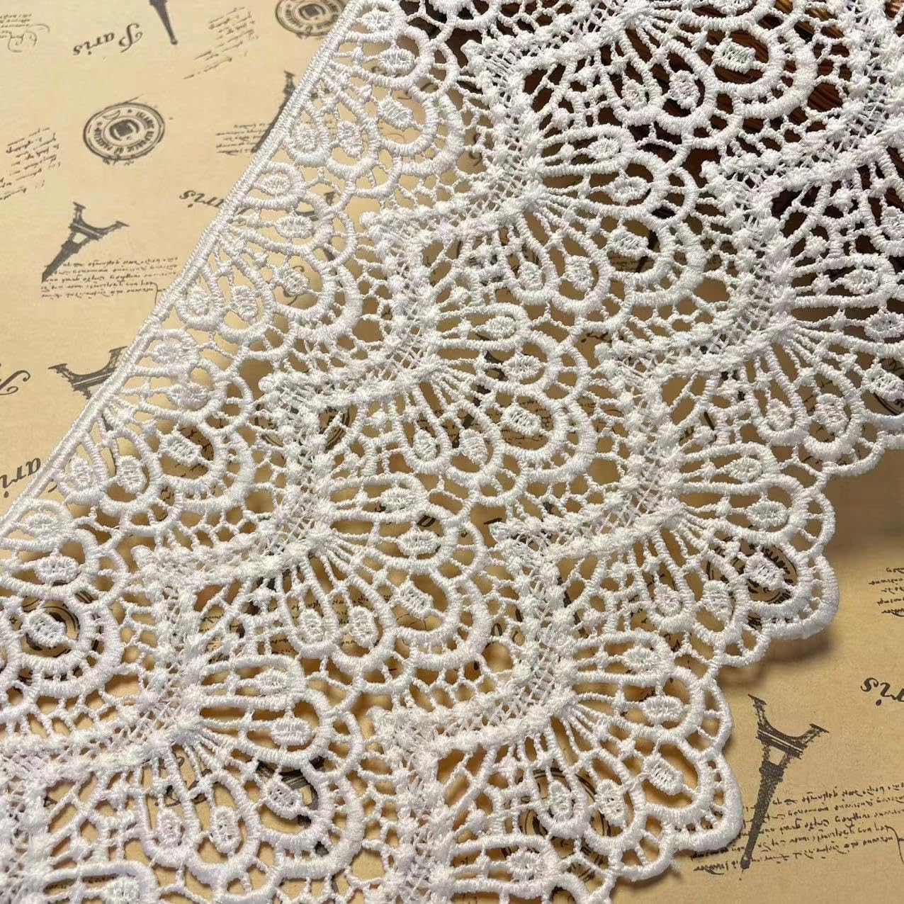14CM Width Europe Long Pattern Inelastic Embroidery Lace Trim,Curtain Tablecloth Slipcover Bridal DIY Clothing/Accessories.(2 Yards in one Package) (Cream) โ image 1