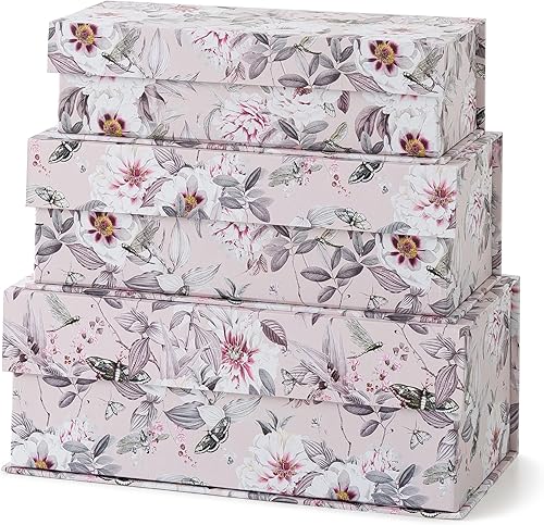 Miniatura 12 de Soul & Lane - Cajas de almacenamiento decorativas con tapa, juego de 3 cajas de cartón para decoración del hogar y documentos, organizadores de