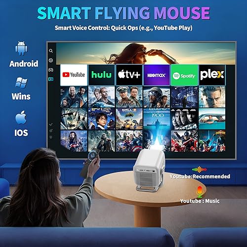 Miniatura 8 de Mini proyector 1080P, proyector 4K Full HD, proyector inteligente con enfoque automático y corrección Keystone con aplicaciones integradas,