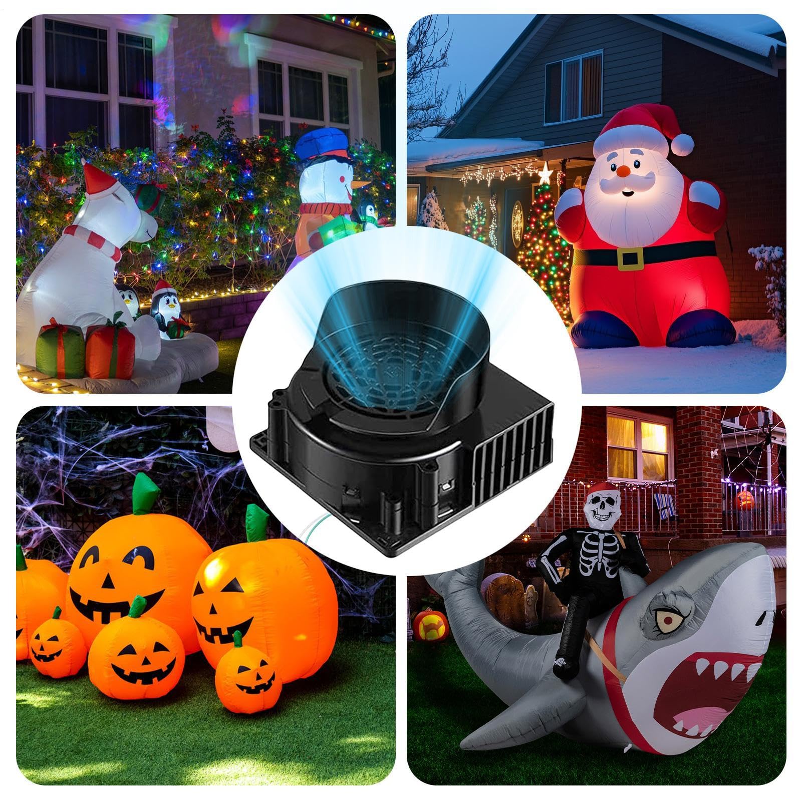 Générique Ventilatore di ricambio per articoli gonfiabili,Sostituzione soffiatore con 3 luci a LED | Forniture per feste di Natale Carnevale Halloween Decorazioni Da Giardino Spiaggia E Campeggio