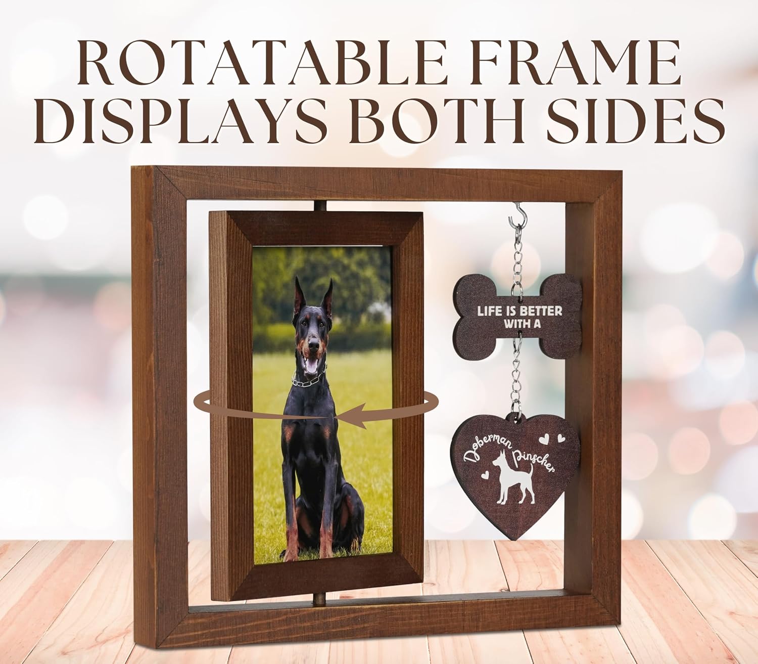 InnoBeta Doberman Pinscher Gifts, Rotating Picture Frame, 4x6 Double-Sided Display Photo Frame, Life is Better with A Doberman Pinscher