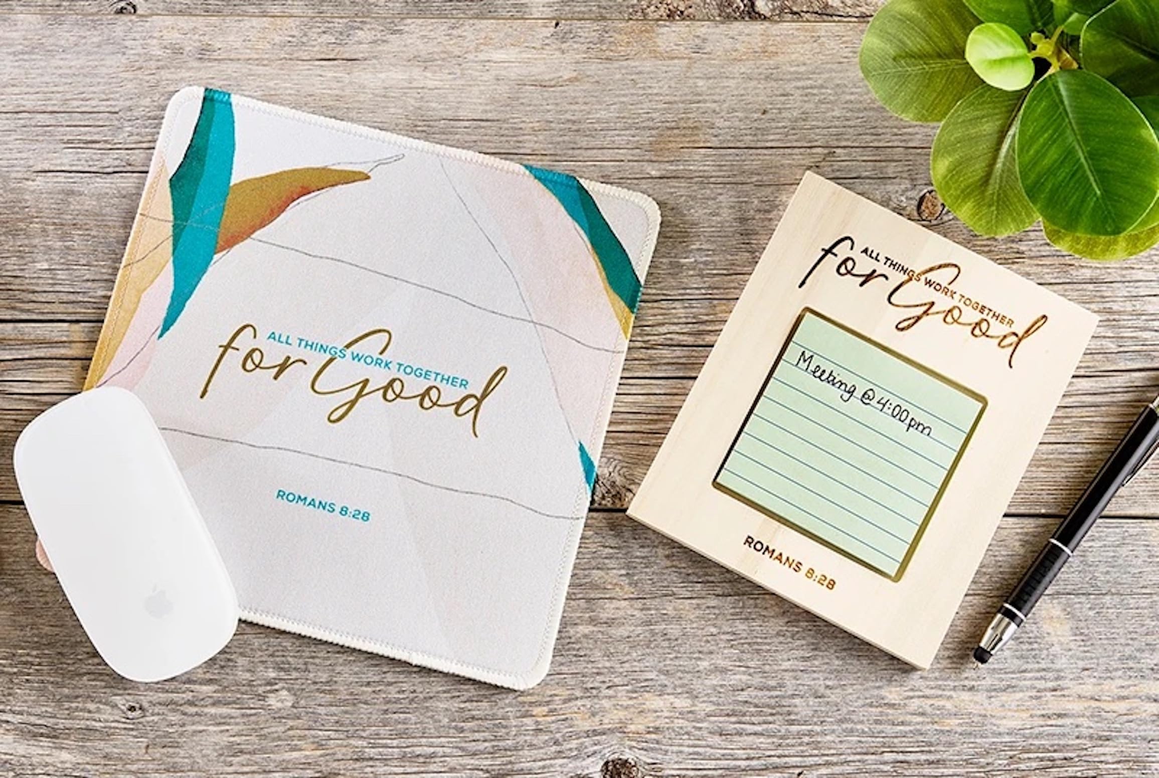 Living Grace Lot de 6 supports de notes adhésifs en bois gravé avec inscription « All Things for Good »