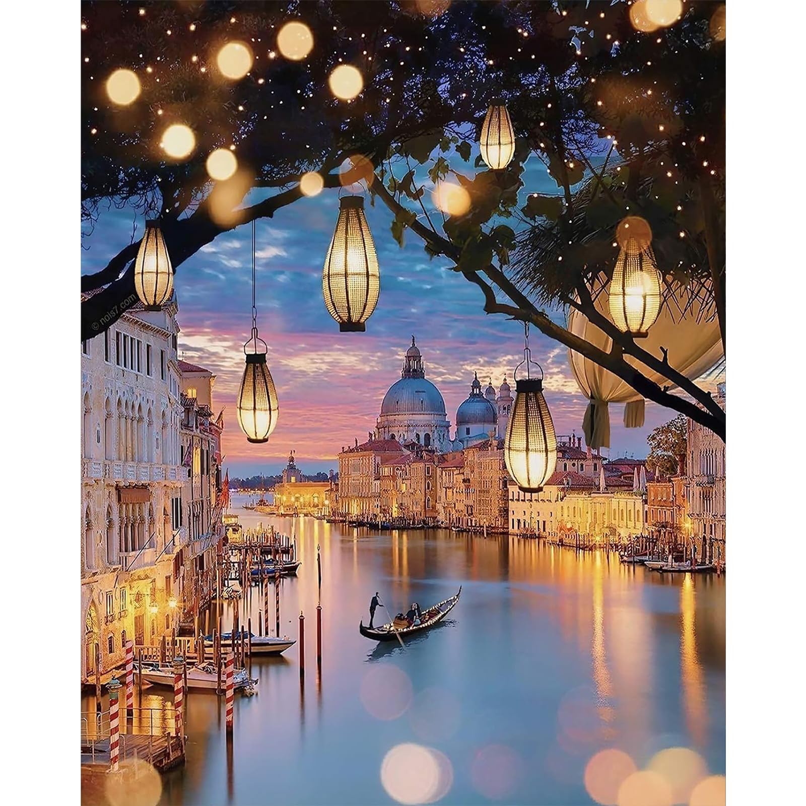 Fountor Venice Landscape Paint by Numbers for Adults, Venice Scenery Adult Paint by Numbers Canvas Kits Without Frame - 40x50 cm, DIY Acrylic Painting Kit for Gifts Home Wall Decor