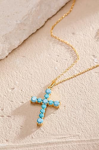 Vista 6 de Collar de cruz S.Leaf para mujer, collares de cruz chapados en oro para mujer, collares de cruz de plata de ley 925 para mujer, colgantes de cruz