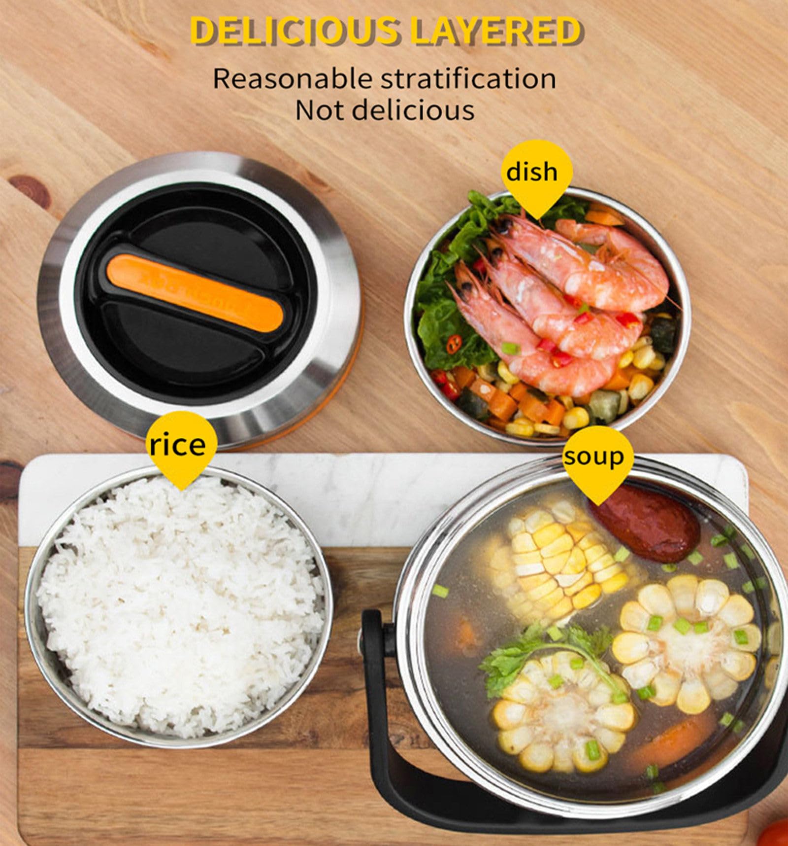 Thermobehälter für Essen, Edelstahl Thermobecher Essen, Thermo Lunchbox, Thermobox für Essen, Warmhaltebehälter Essen, für Auslaufsicherer Warme Speißen Essen Behälter,1.5L