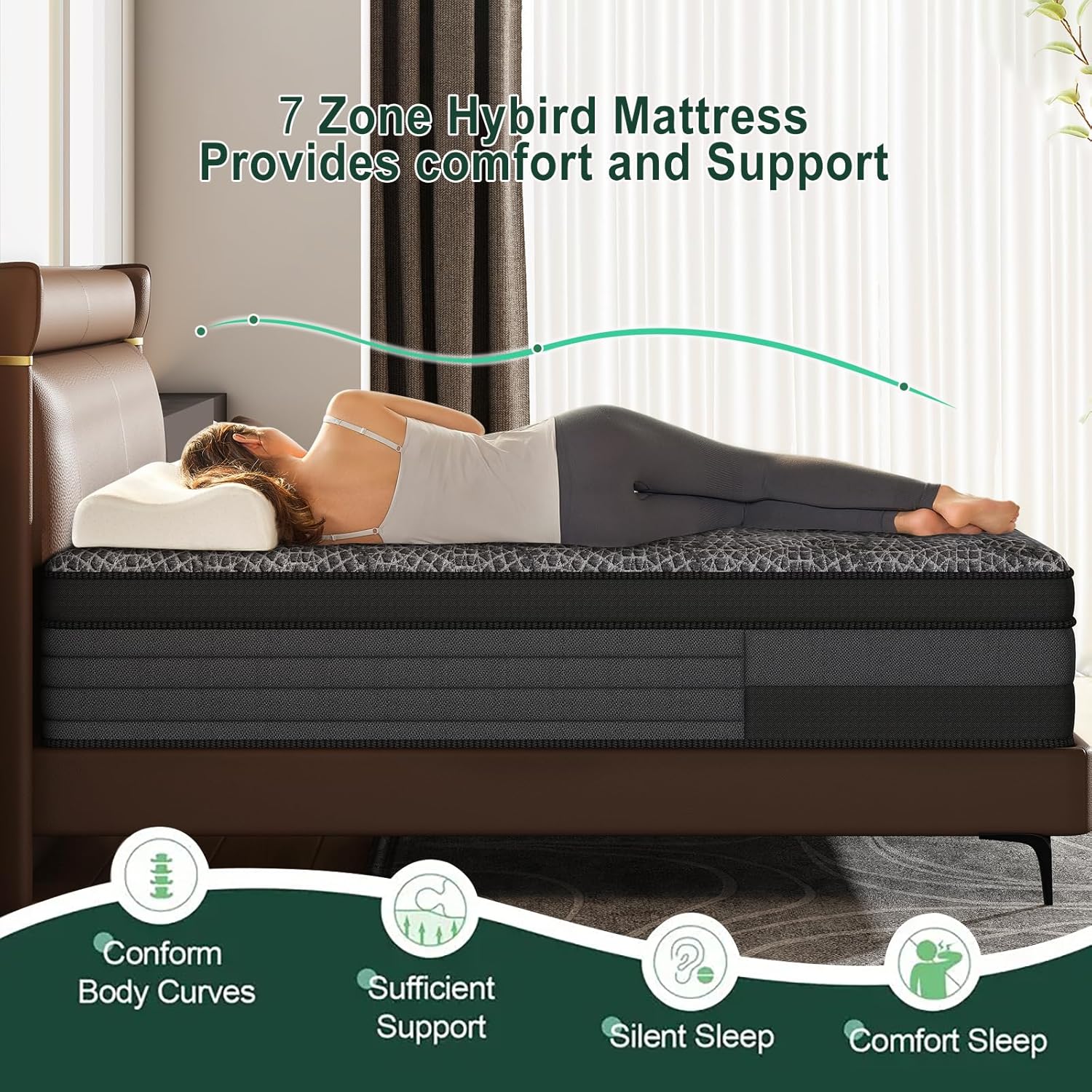 ENSHUI Twin Mattress - Memory Foam & Pocket Spring Mattress for Pressure Relief,Cooling & Breathable, CertiPUR-US Certified,Ideal for Couples,Short-Term Rentals (12Inch Horizontal bar, Twin)