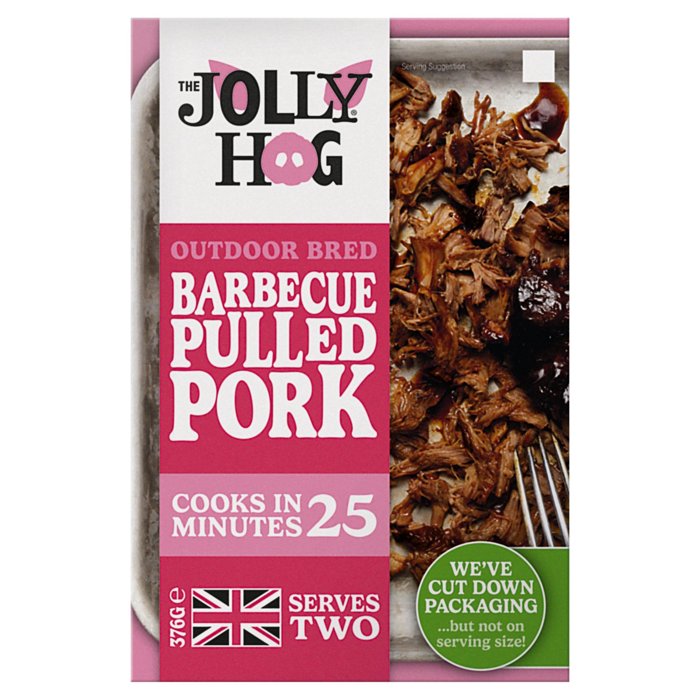 The Jolly Hog Barbecue Pulled Pork, 100% Outdoor Bred RSPCA Assured British Pork, 376g