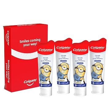 Colgate Kids Toothpaste with Anticavity Fluoride, Minions, ADA-Accepted Fluoride Toothpaste, 4.6 Ounce Tube, 4 Pack