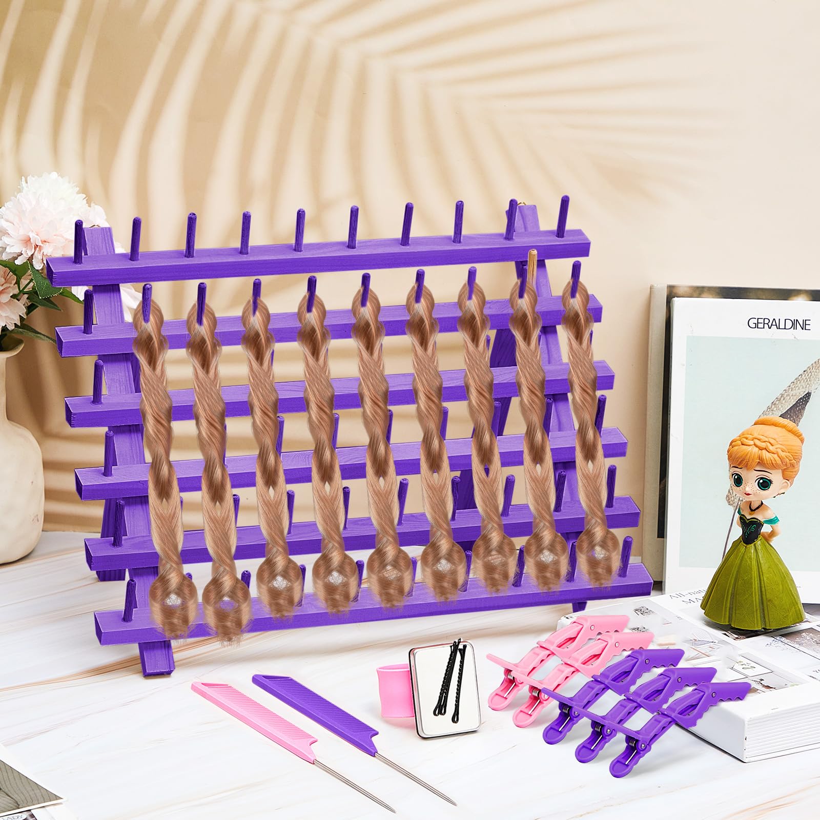 Juexica 19-Piece Hair Braiding Rack and Styling Tool Set