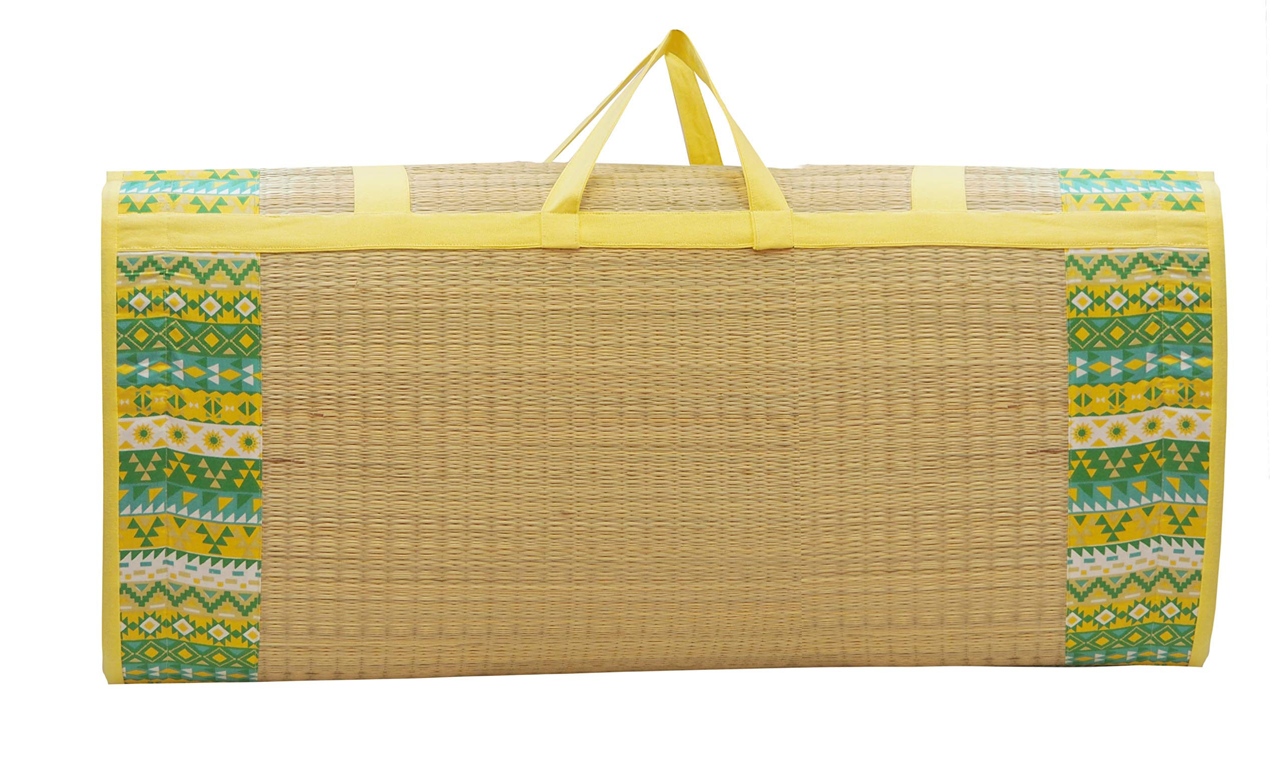 Home Tex Life Kora Grass Cushion Sleep Healthy, Easy Portable and Folding Mat (Green South,6 X 6.5 Ft,18 Mm Thickness)