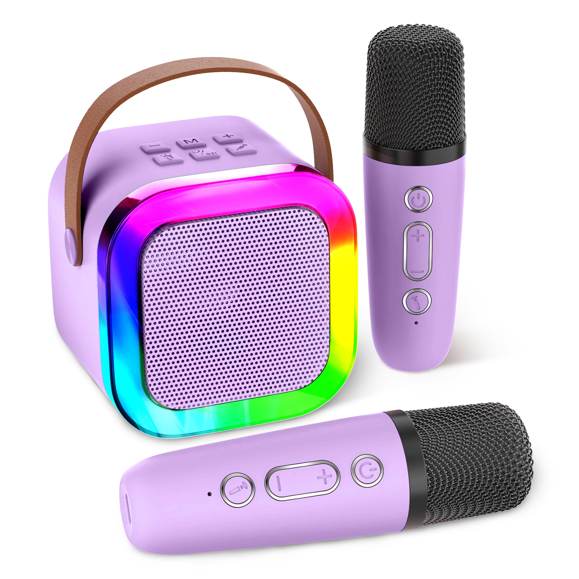 Aplsinvivi Macchina karaoke per bambini adulti, altoparlante karaoke portatile per bambini con microfono senza fili, regali per le ragazze di età 4, 5, 6, 7, 8, 9, 10, 12 anni + festa di compleanno