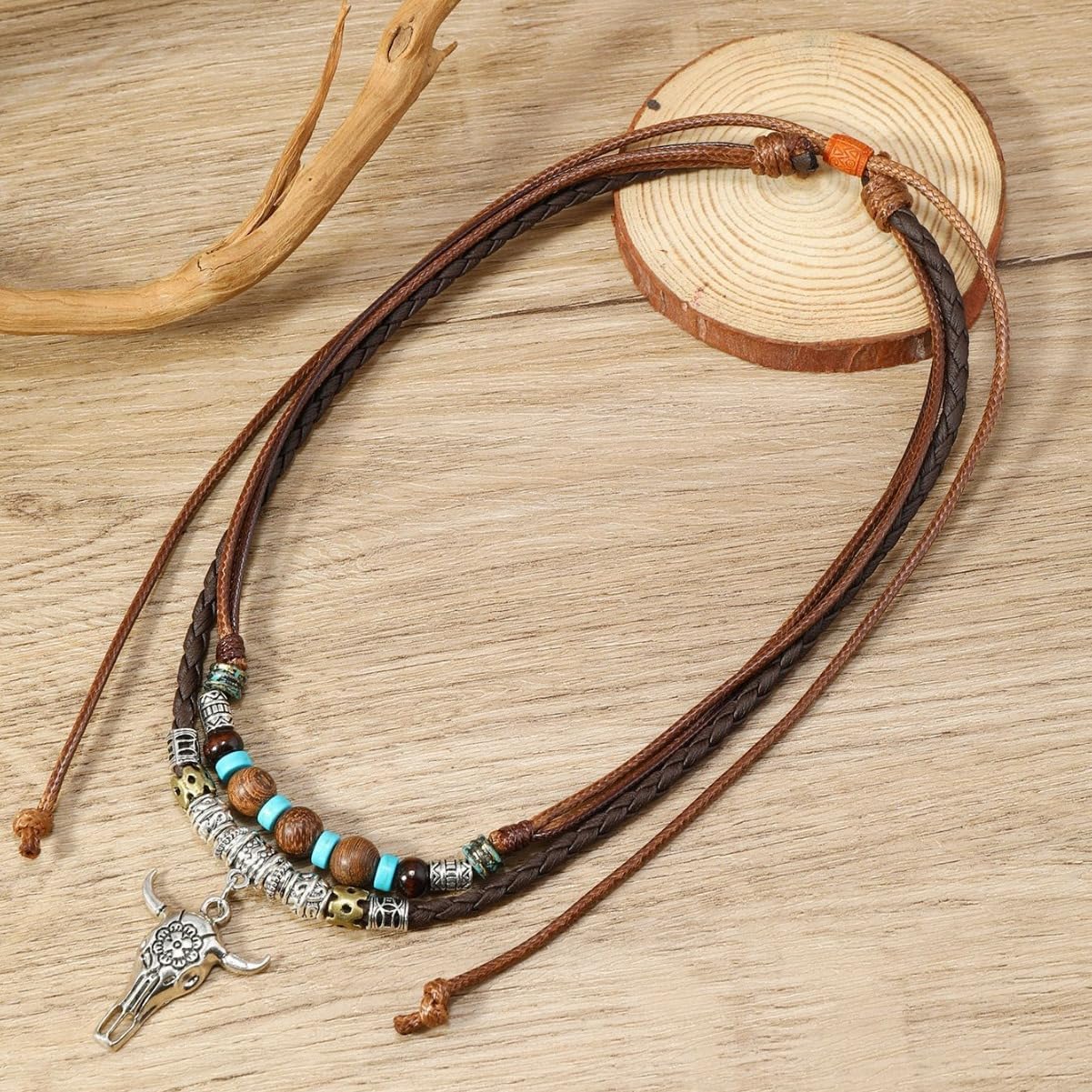 Layered Western Necklaces for Women Silver Turquoise Beaded Layered Necklaces Country Concert Cowgirl Dresses Accessories - Image 3