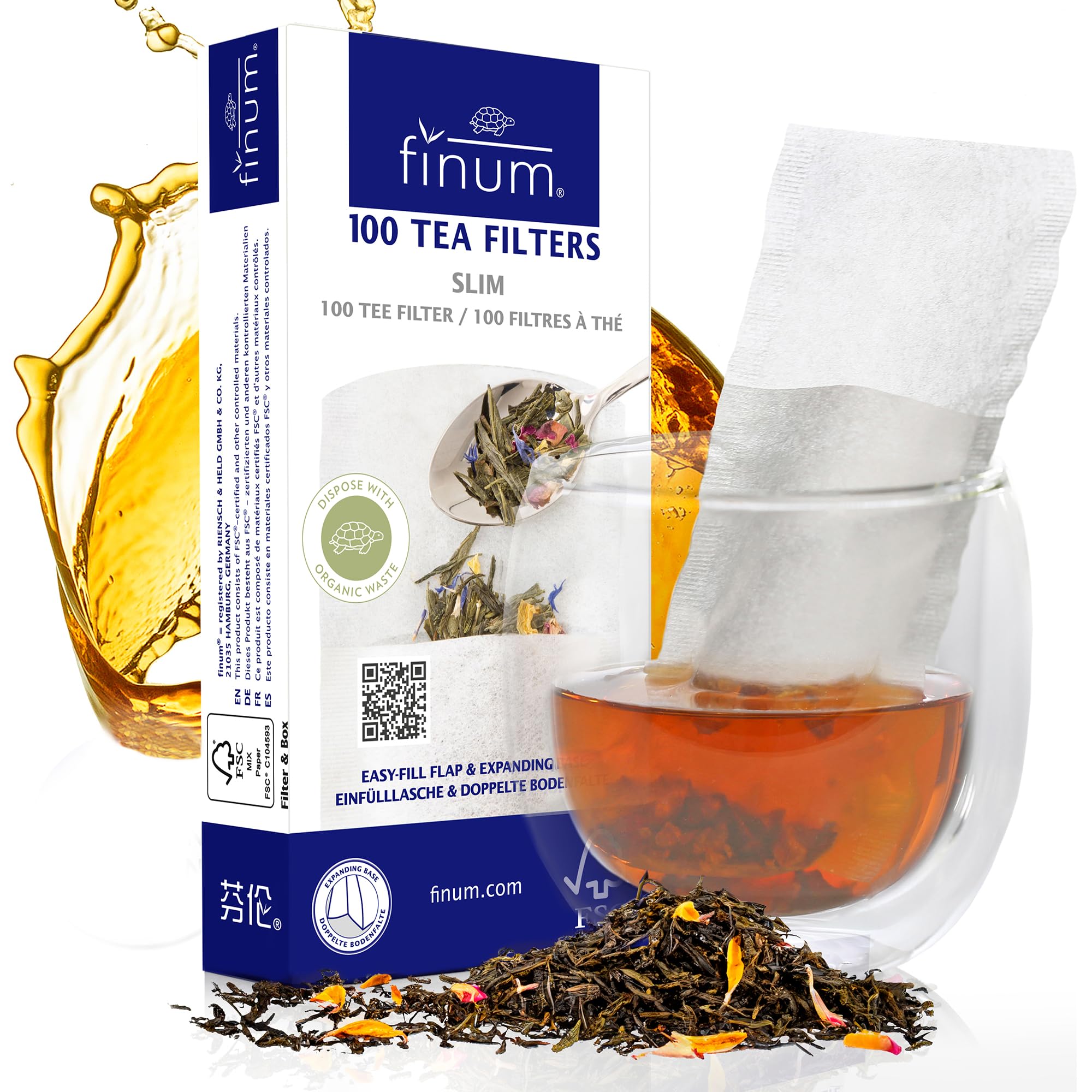 finum Endurance Finium Collection Filtro de té de Papel, Blanco, 100 Unidad (Paquete de 1), 12