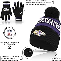 Vista 151 de Ultra Game Gorro de invierno de punto súper suave oficial de la NFL con guantes extra cálidos para pantalla táctil