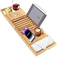 Algopix Similar Product 7 - SereneLife Luxury Bamboo Bathtub Caddy