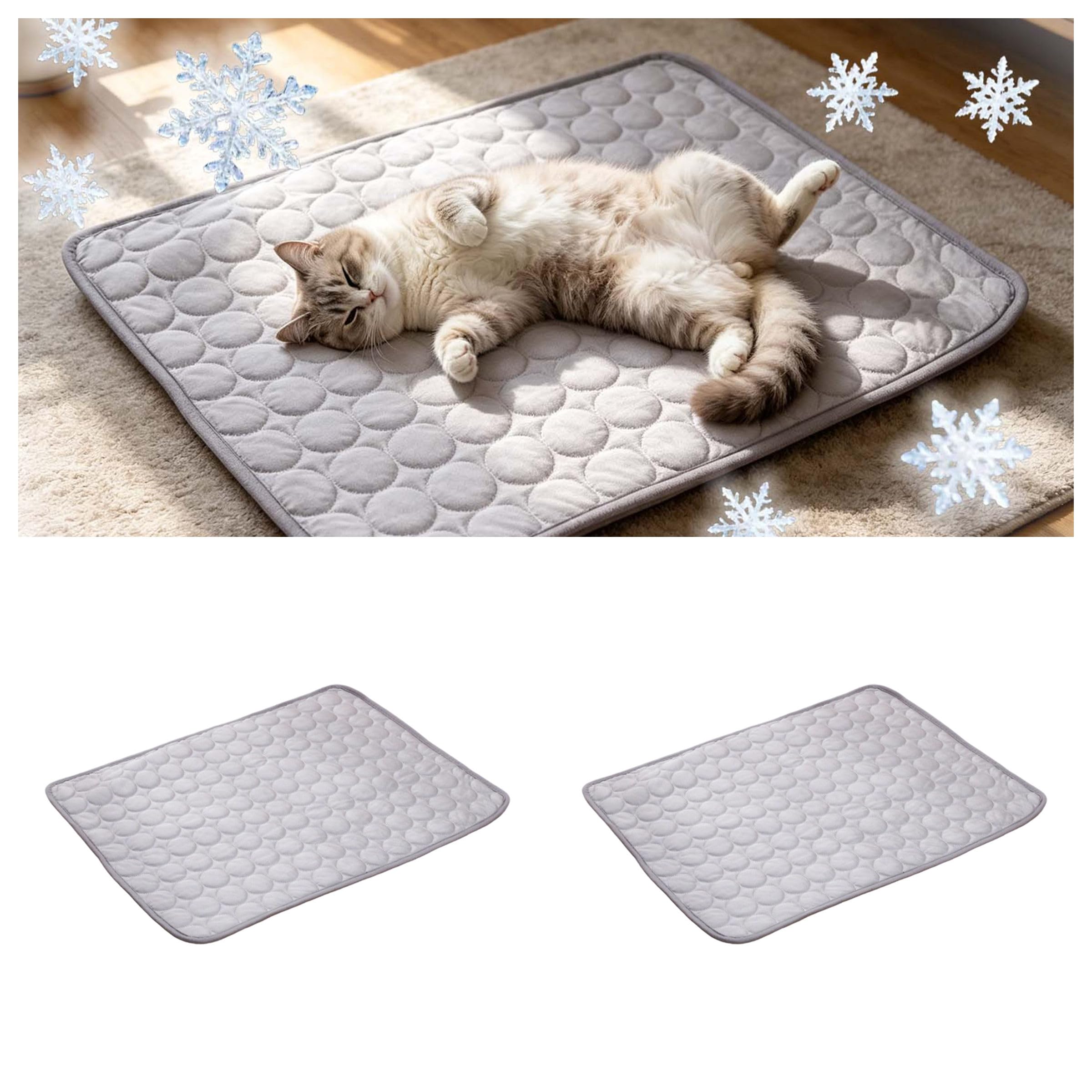 2PCS Cooling Mat for Dogs, Pet Cool Bed Mat, Washable Pet Bed Mats for Dogs and Cats, Non-Slip Cool Blanket for Indoor Outdoor Use, Ideal for Couches