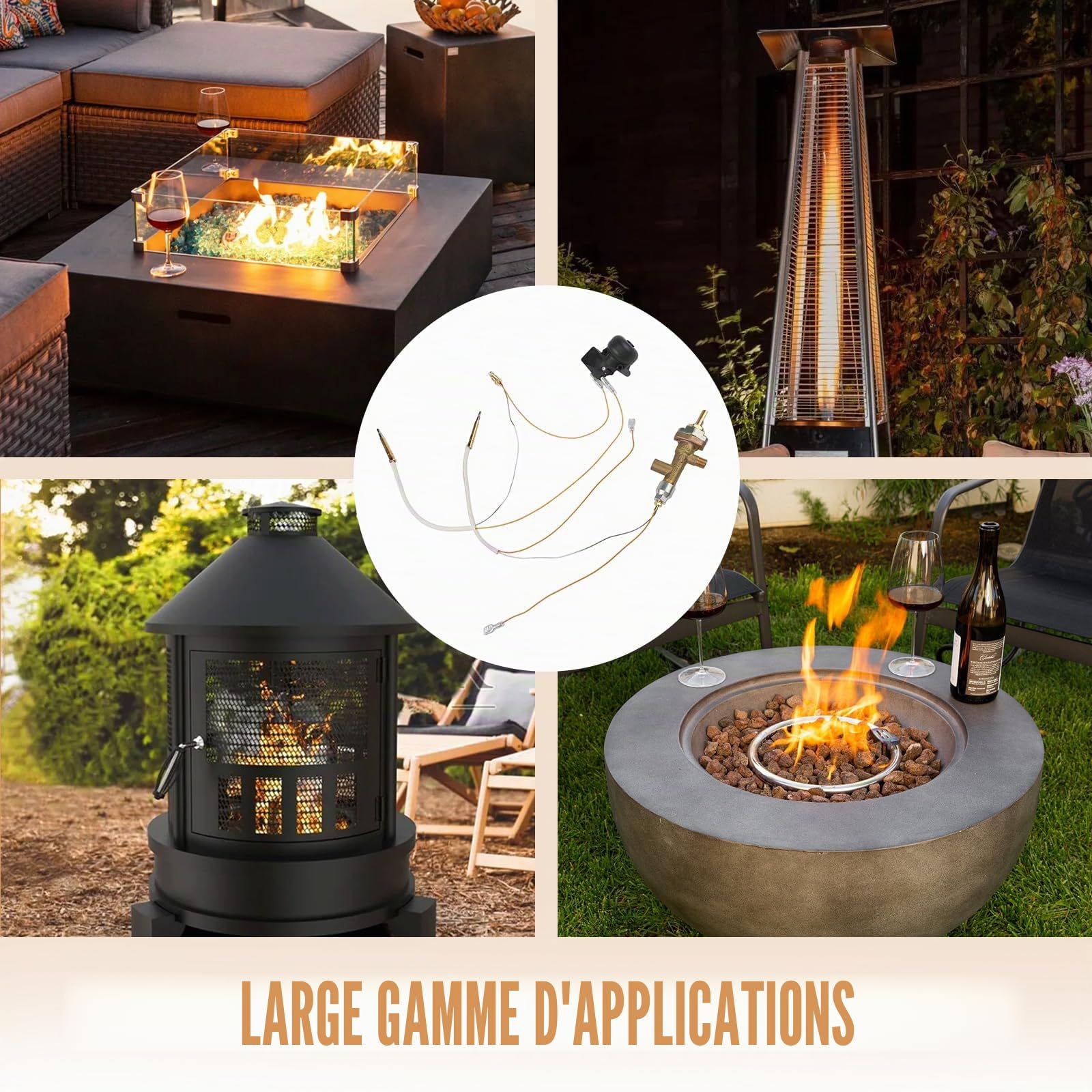 Kit de réparation de sécurité pour chauffage de terrasse à gaz, ensemble de pièces de rechange pour système de chauffage extérieur, avec soupape de commande, interrupteurs d'inclinaison, thermocouples