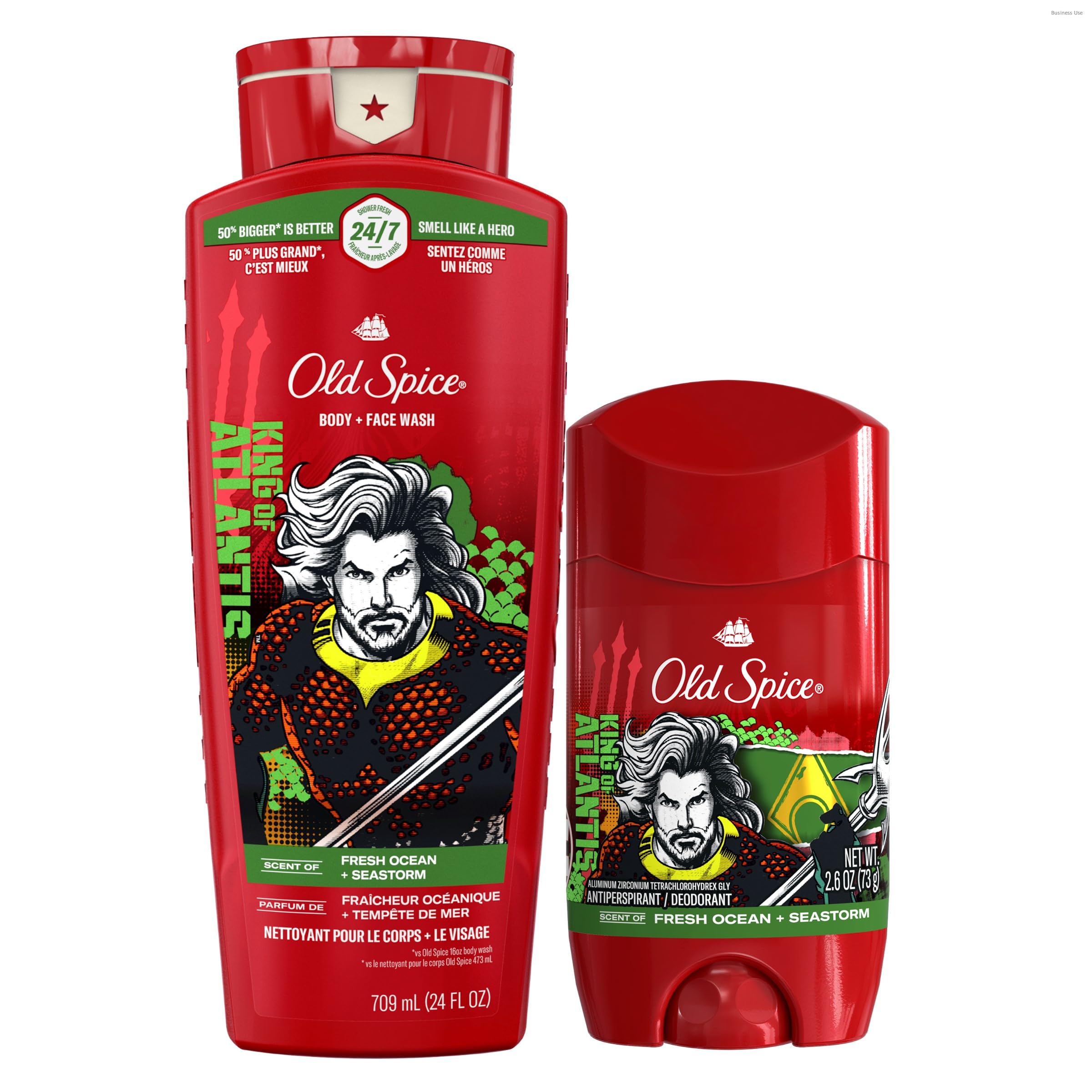 Old Spice Body Wash Antiperspirant Deodorant Bundle Pack Aquaman King of Atlantis 24 7 Freshness Smell Like a