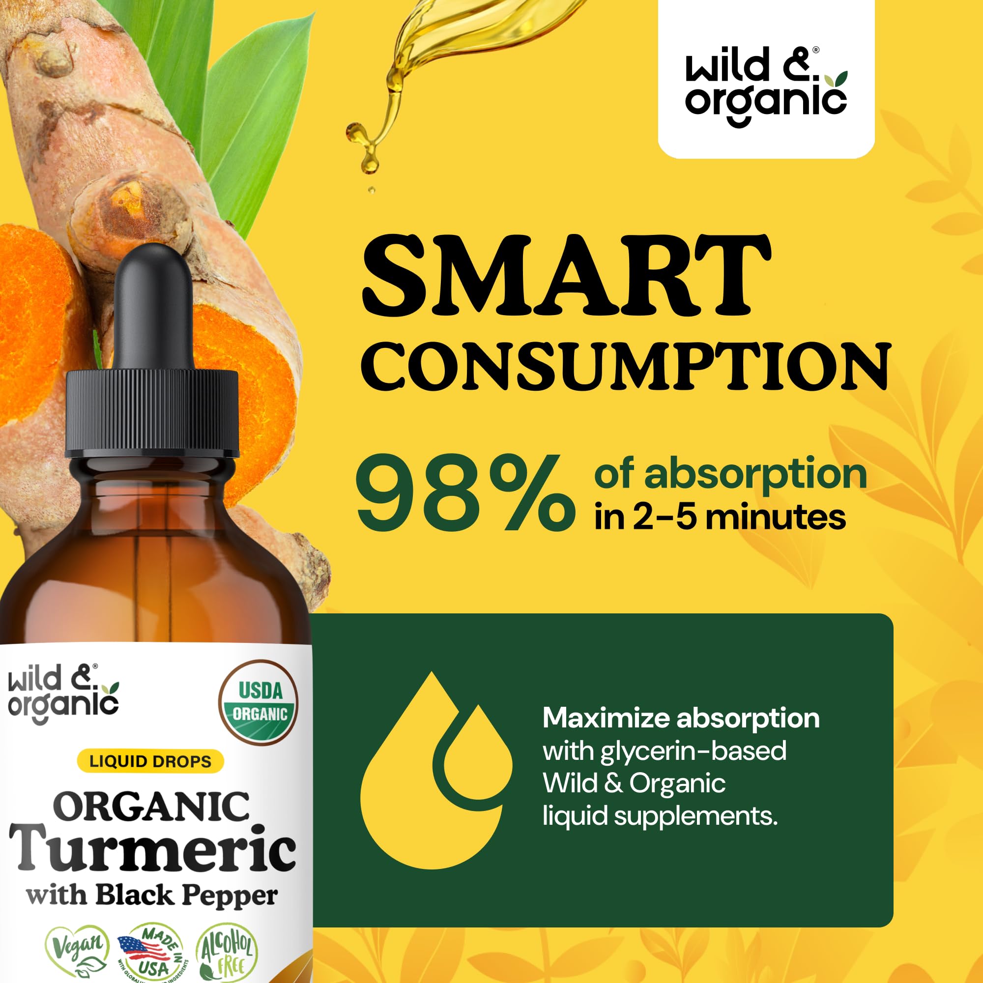 USDA Organic Turmeric Curcumin Supplement with Black Pepper Drops - 4 oz — Amazon image 4