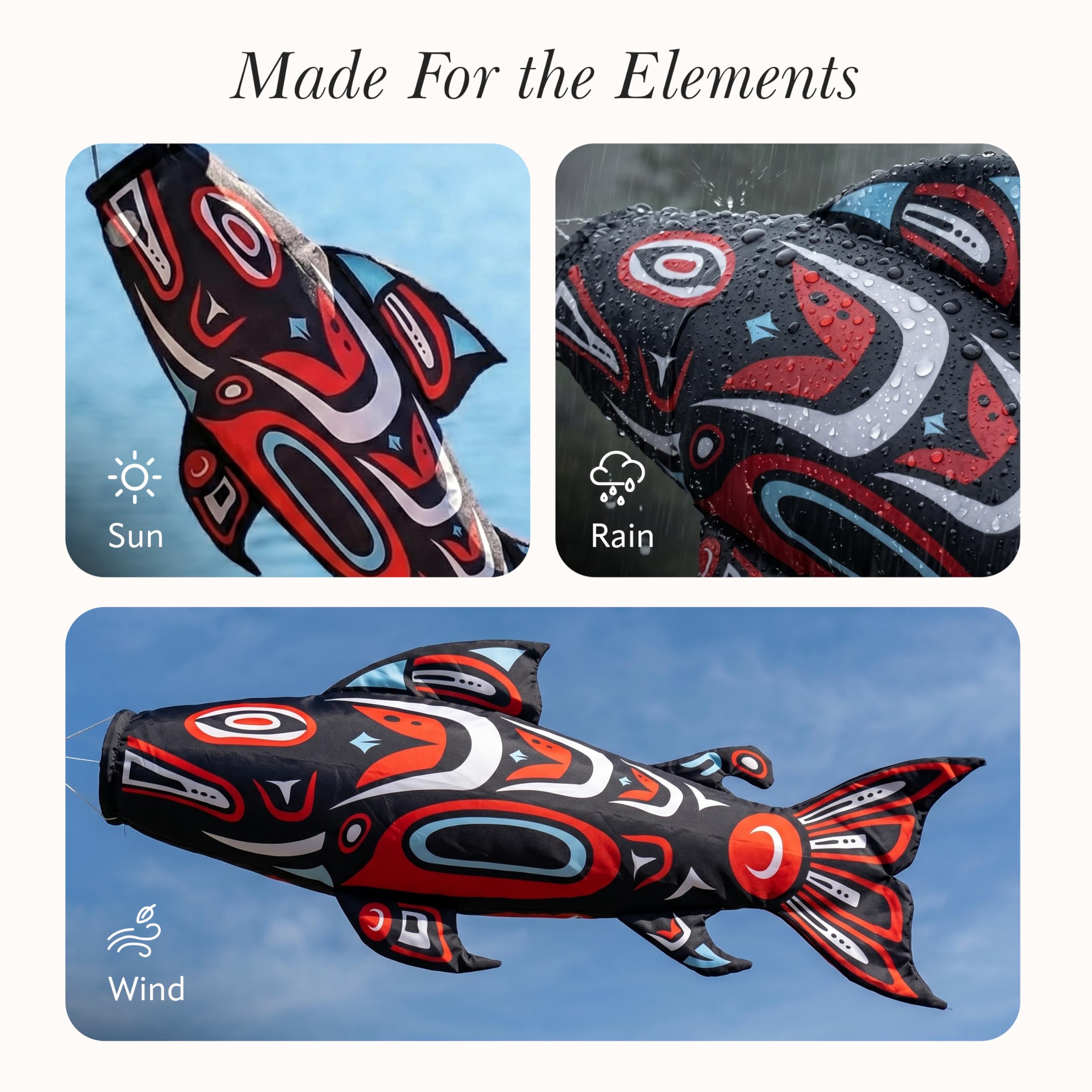 Amazon.com : Madrona Brands Totem Salmon Fish Windsock for Outside