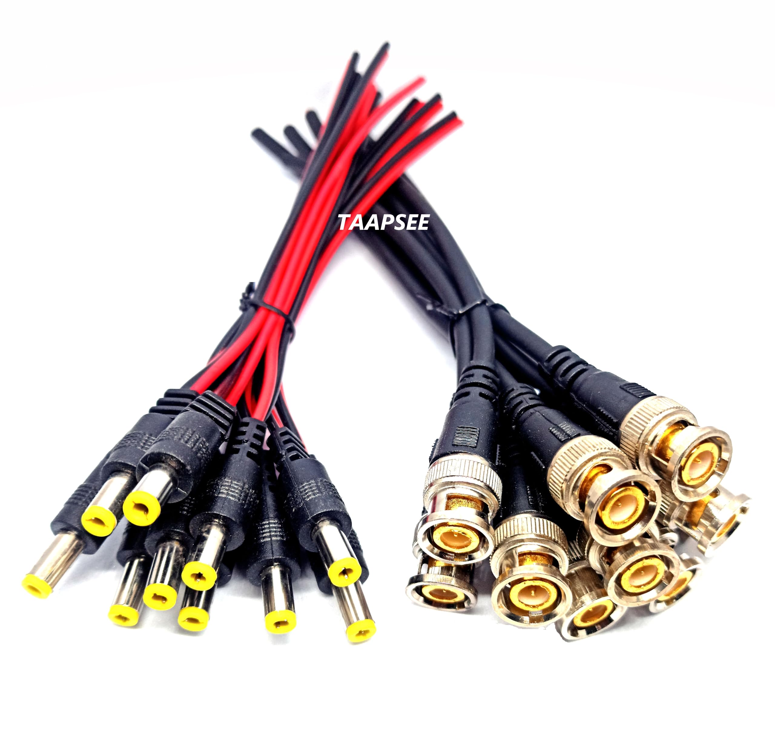 TAAPSEE (20pack 10 Pieces BNC Cable (Black) with Copper Wire and 10 Pieces DC Power Male (Red-Black) Cables with 2.1mm Connector for Surveillance CCTV Camera-image-8