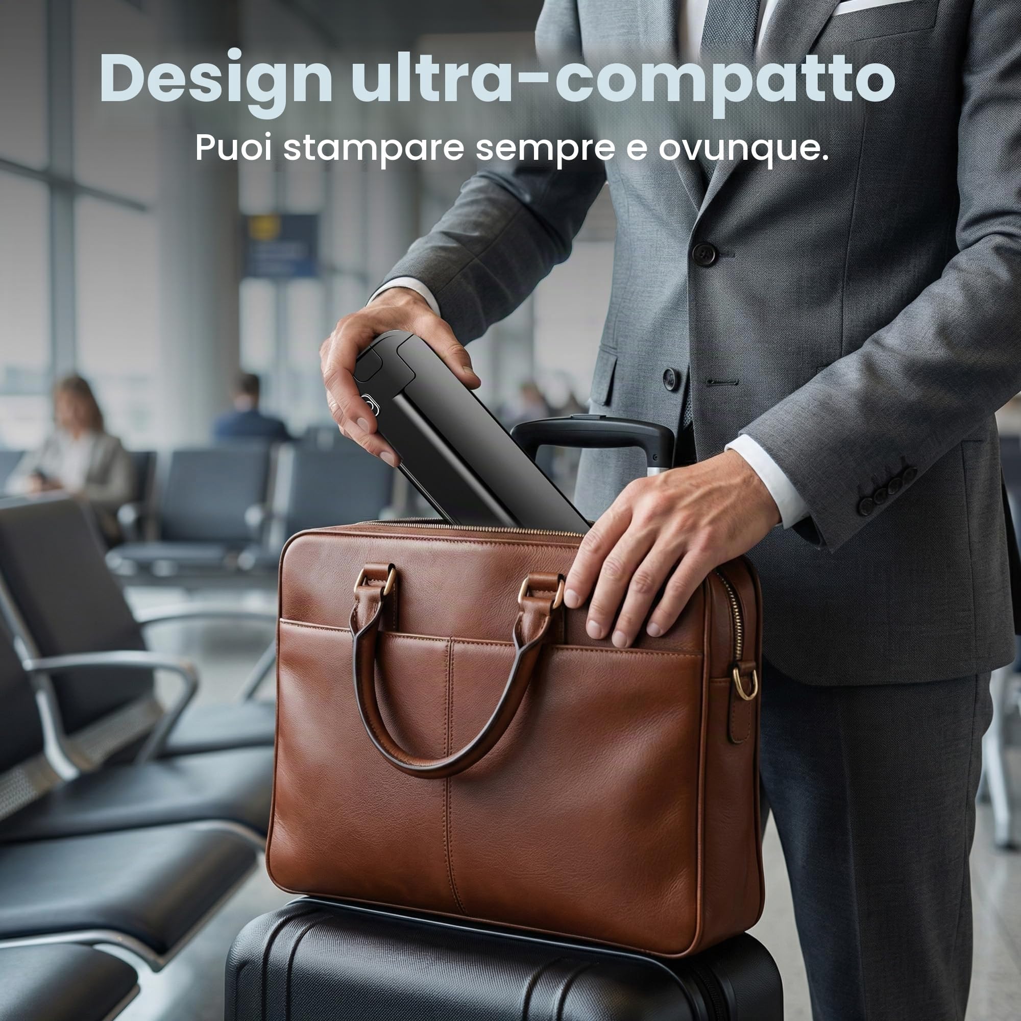 Stampante Portatile A4 Senza Inchiostro, Stampante Termica Bluetooth da Viaggio, Compatibile con iPhone Android e PC, per Smart Working, Auto, Stencil Tatuaggi, Nero