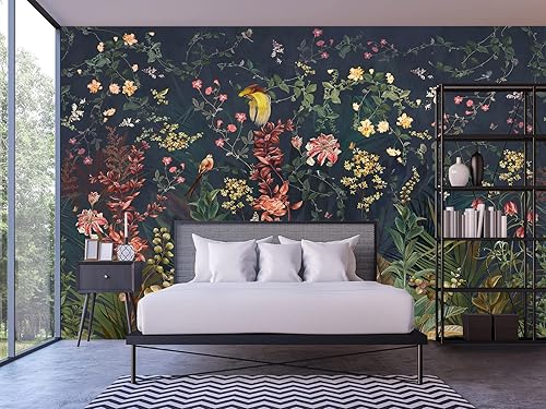 Papel tapiz idílico para habitación de niña de flores, mural para dormitorio, sala de estar, 158 x 110 pulgadas (no autoadhesivo)