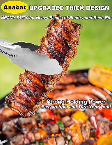 Miniatura 5 de Anaeat Pinza de Bloqueo Extra Larga de Acero Inoxidable para Parrilla, Pinza de Cocina Resistente de 17" con Resorte Helicoidal y Agarre de Silicona