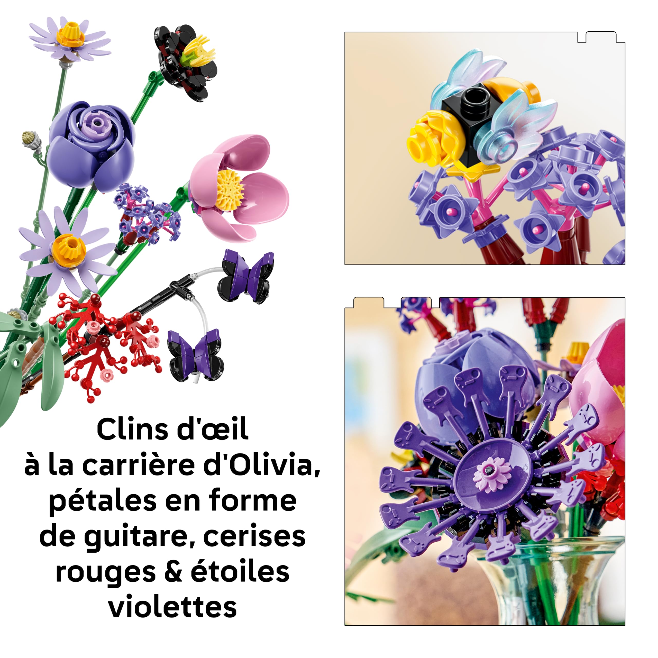 LEGO Botanicals et Editions Bouquet de Fleurs d’Olivia Rodrigo - 11 Fleurs Artificielles Dont Roses & Marguerites - Décoration de Chambre d'enfant - Idée Cadeau pour Fille ou Fan dès 9 Ans 11507