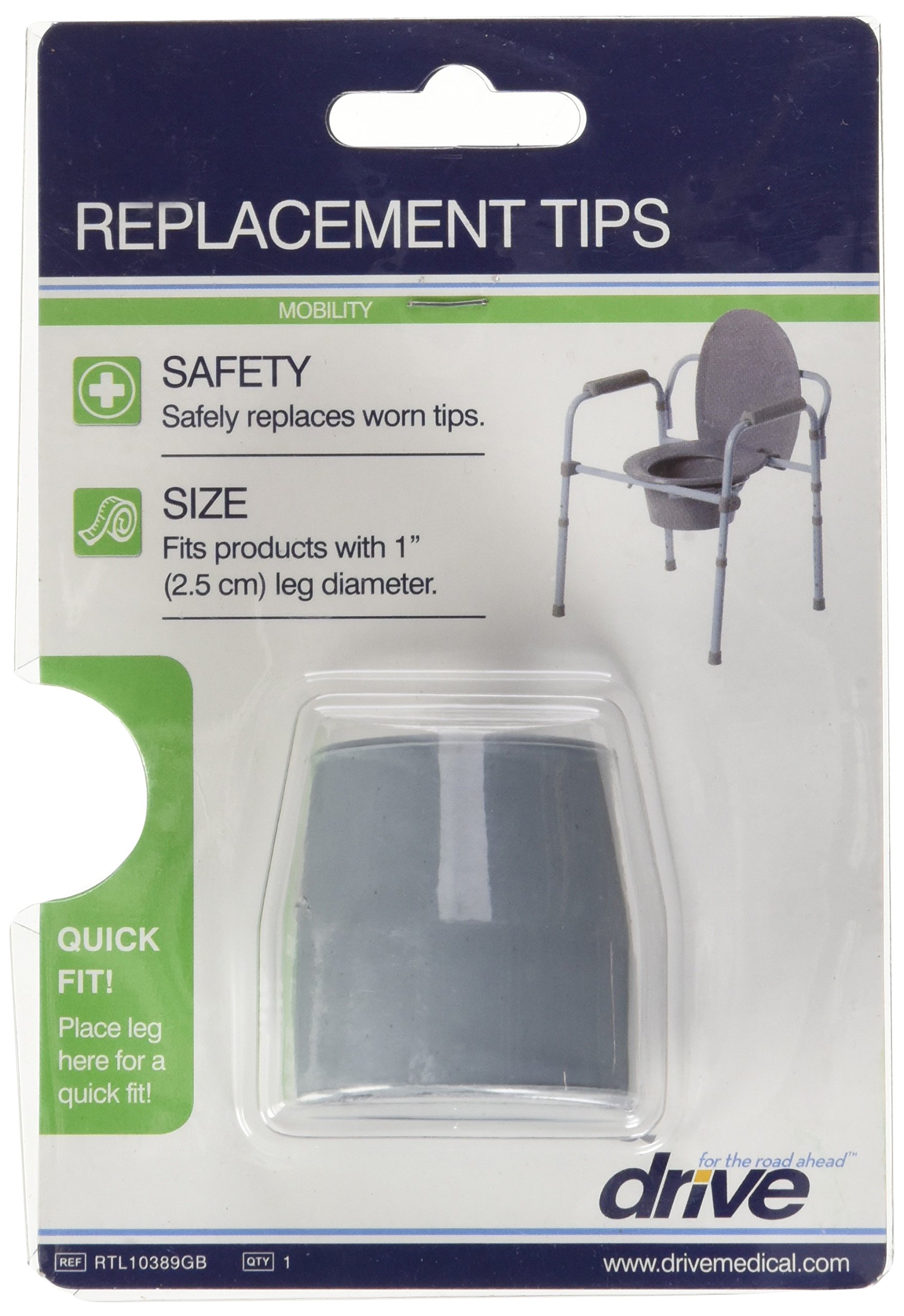 Drive Medical Replacement Tips - Gray (Pack of 3) -2