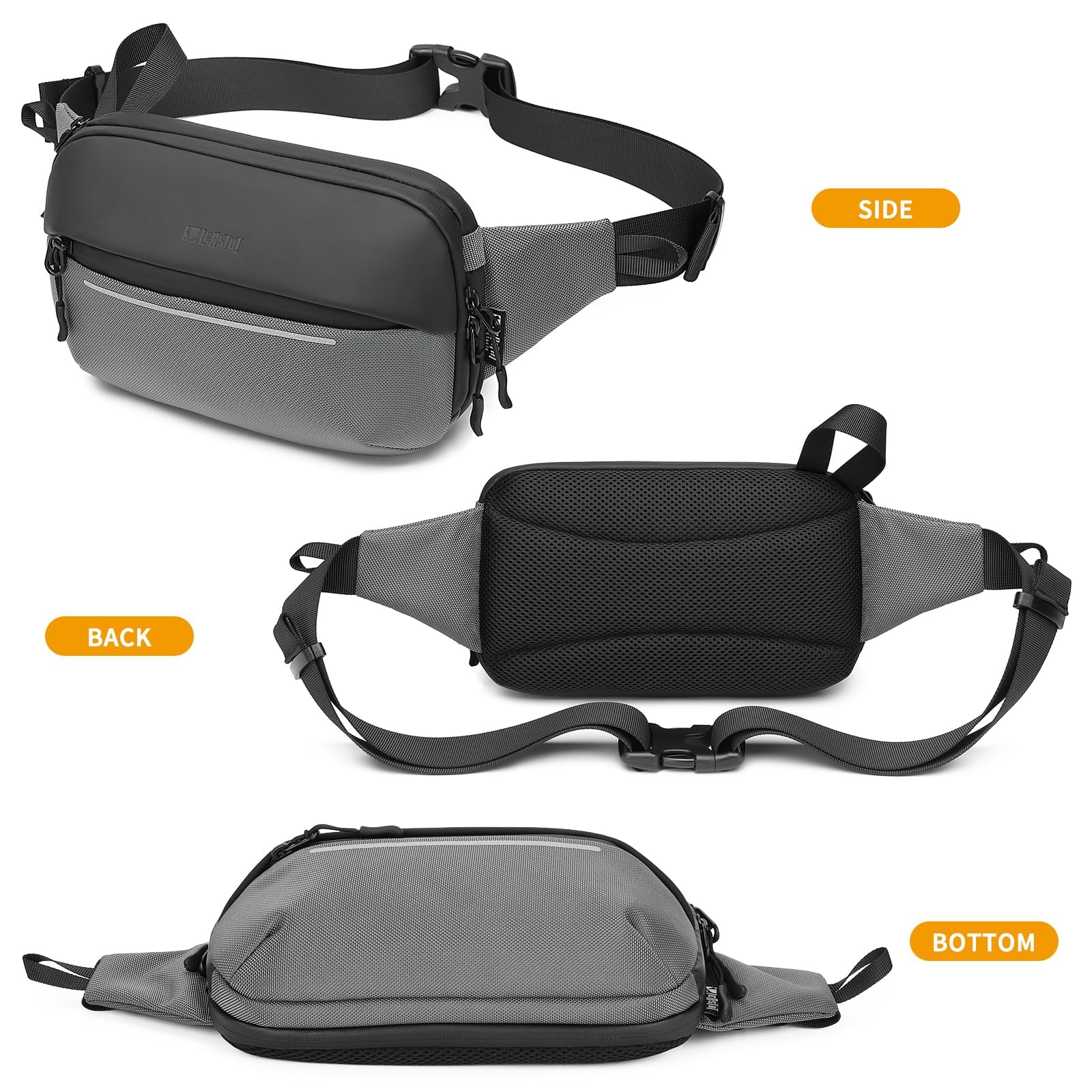Huntvp Torba nerka dla mężczyzn i kobiet sportowa torba na ramię Fanny Pack Bag z regulowanym paskiem Unisex Rozszerzalna wodoodporna torba na ramię do pieszych wycieczek kolarskich Trekking na